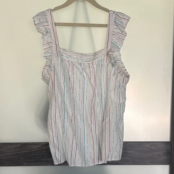 Loft Metallic Striped Top Square Neck Size Small - Picture 5 of 7